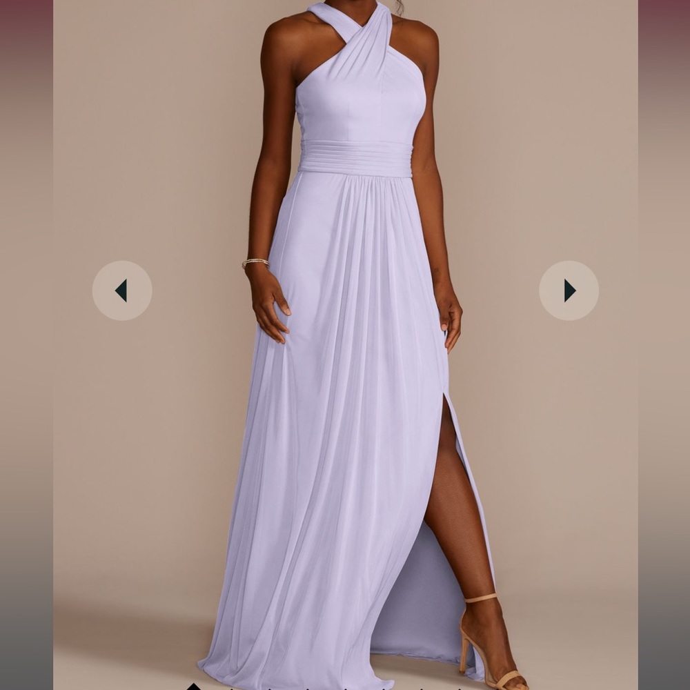 David‘s Bridal Crisscross High-neck Mesh Bridesmaid Dress